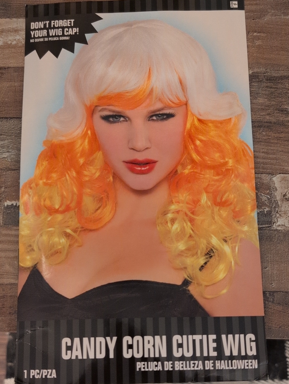 Amscan Candy Corn Style Wig - White, Orange & Yellow